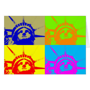 Cartão 4 Color Pop Art Lady Liberty