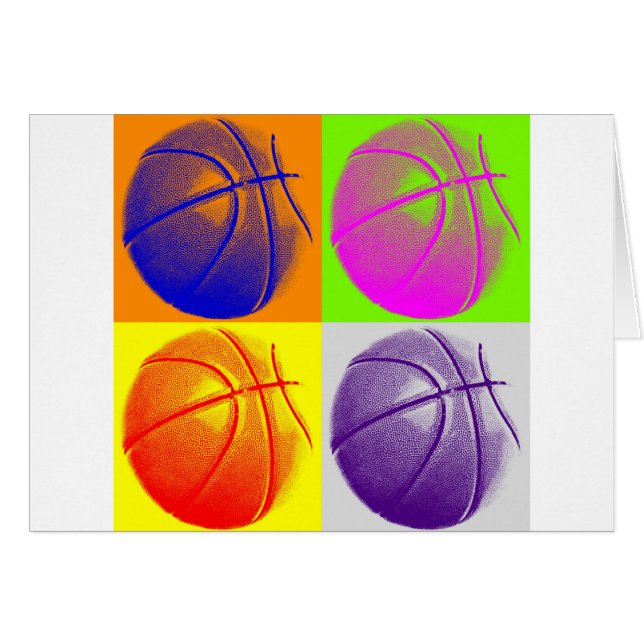 Cartão 4 Cores de basquete de Pop (Frente Horizontal)
