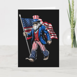 Cartão 4 De Julho Bigfoot Sasquatch Patriota EUA American