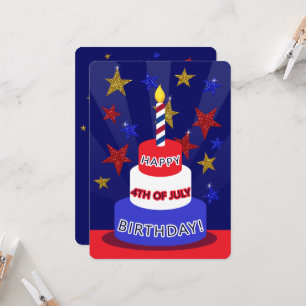 Cartão 4 de julho feliz aniversário Dois lados