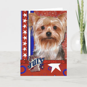 Cartão 4 de julho Firecracker - Yorkshire Terrier