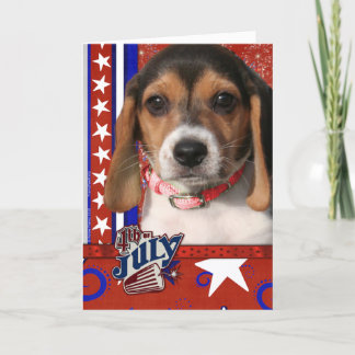 Cartão 4 de julho foguete - filhote de cachorro do