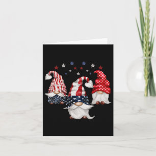 Cartão 4 de julho Gnomos Patrióticos Engraçados U America