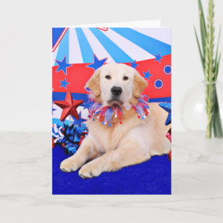 Cartão 4 de julho - golden retriever - artilheiro