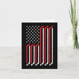 Cartão 4 de julho Hockey Stick USA Flag Patriotic Hockey