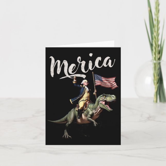 Cartão 4 De Julho Merica George Washington Dirigindo Um D (Frente)