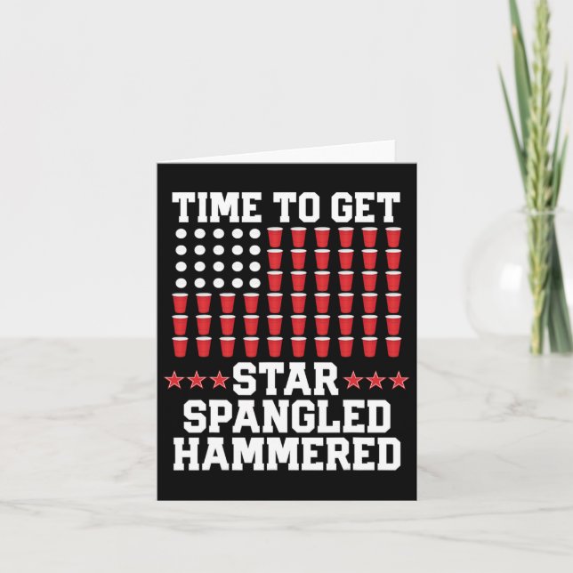 Cartão 4 De Julho T Shirt Gift Beer Pong American Flag D (Frente)