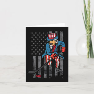 Cartão 4 de julho Tio Sam Ice Hockey EUA Flag America Men