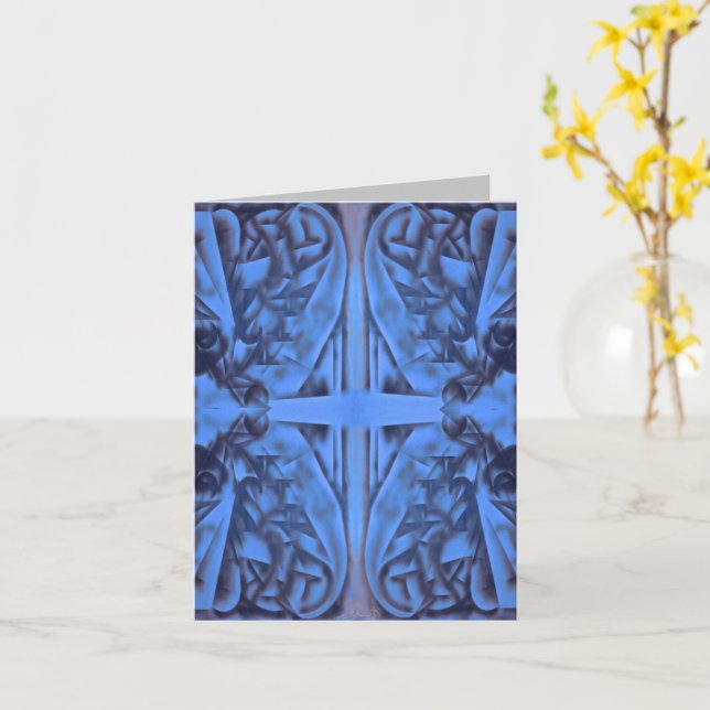 Cartão 4 figuras na placa Abstrato azul (Flor Amarela)