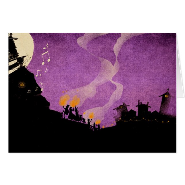 Cartão 4 monstro pequenos - noite do Dia das Bruxas (Frente Horizontal)