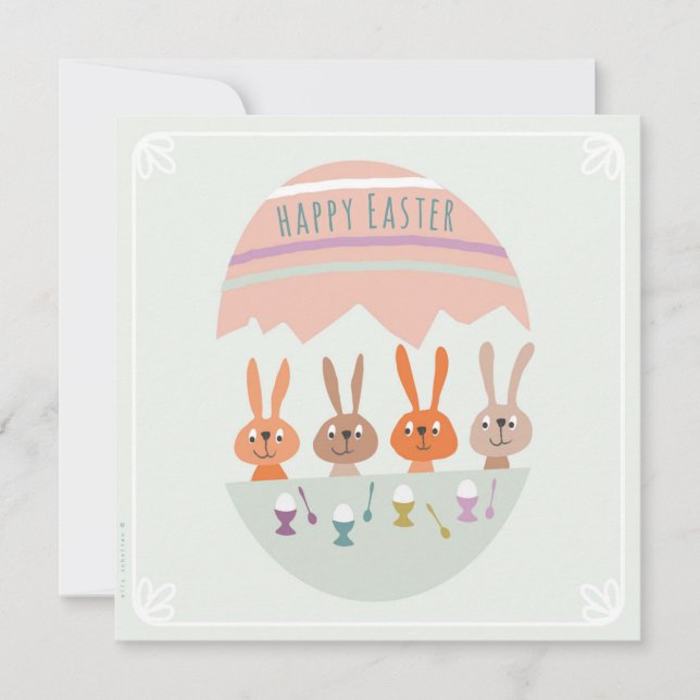 Cartão 4 paashaasjes aan tafel (Frente)