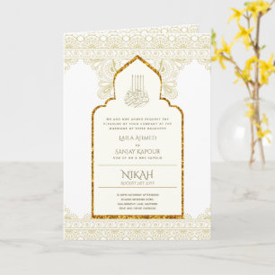 Cartão 4 Página Casamento DOURADO do Ornamentado Islâmico