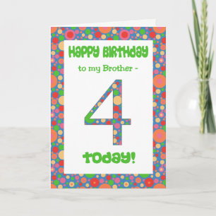 Cartão 4th Birthday Card for Brother, Bright and Bubbly