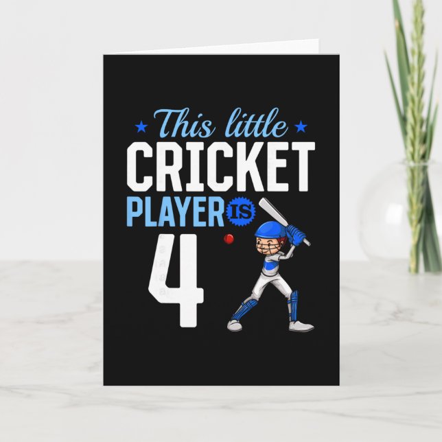 Cartão 4th Birthday Cricket Player  (Frente)