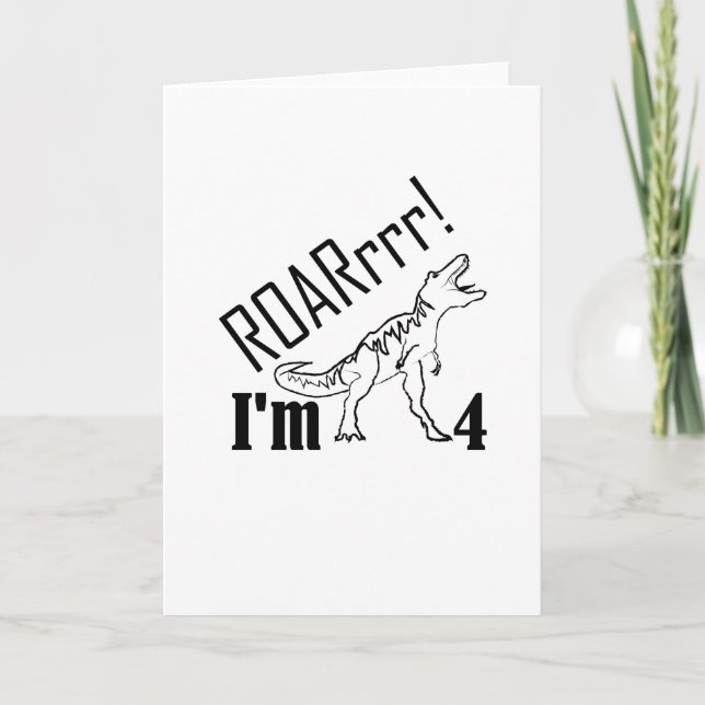 Cartão 4th Birthday Kids Dinosaur Gift for 4 Year Boys (Frente)