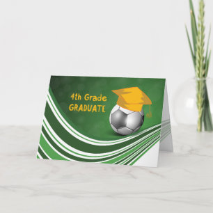 Cartão 4th Grade Graduation, Soccer Ball and Hat