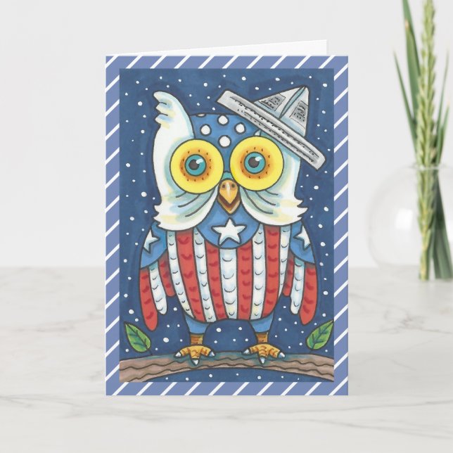 Cartão 4TH OF JULY AMERICAN OWL GREETING CARD Verse (Frente)