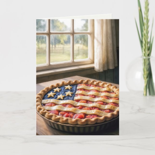 Cartão 4th of July Birthday with American Flag Pie (Frente)