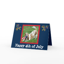 4th of July Card with Basset Hound and Rocket
