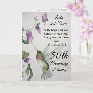Cartão 50º Aniversário Bênção Faith Hope Casal de Amor