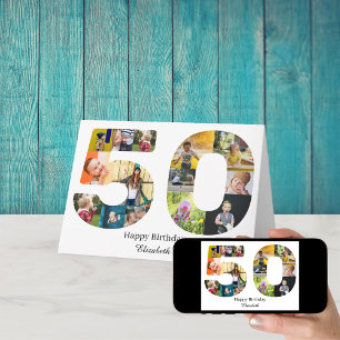 Cartão 50º Aniversário Crie o seu próprio multifoto pe