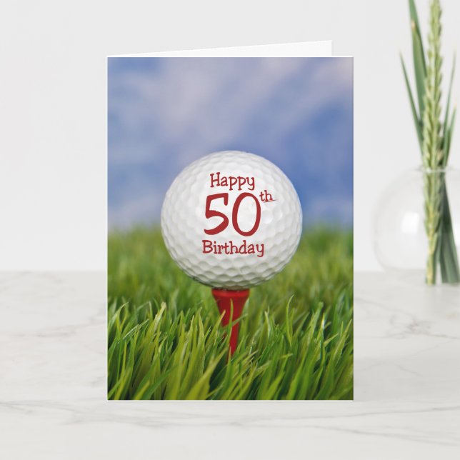 Cartão 50º Aniversário da Bola de Golfe (Frente)