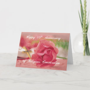 Cartão 50º Aniversário da Religião Rosa Rosa