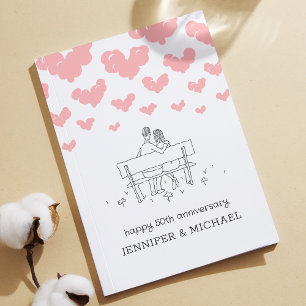 Cartão 50º Aniversário de Casamento Casal Corações