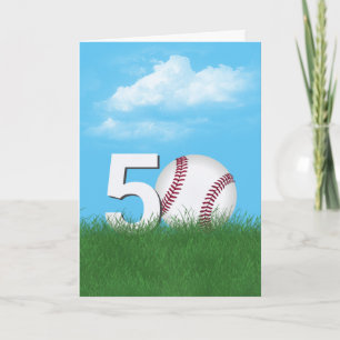 Cartão 50º Aniversário do Basebol na Grama Verde
