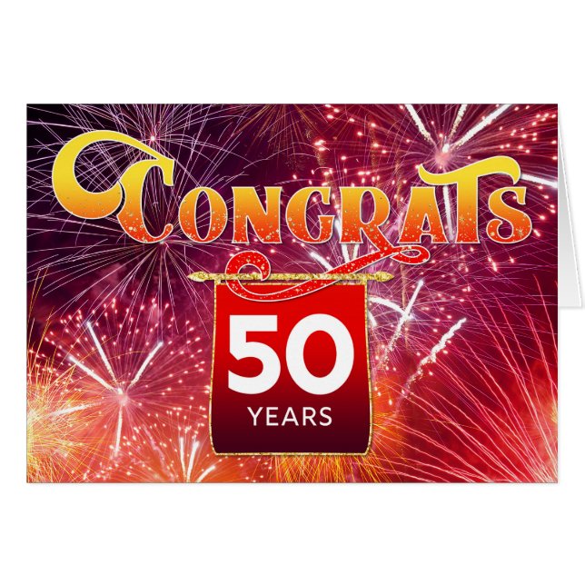 Cartão 50º Aniversário do Funcionário - Fogos de Celebraç (Frente Horizontal)