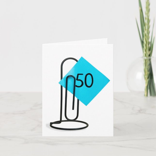 Cartão 50º Aniversário em um Clipe de Papel (Frente)