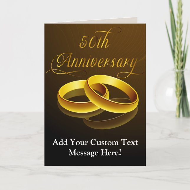 Cartão 50º Aniversário | Grafia Dourada (Frente)