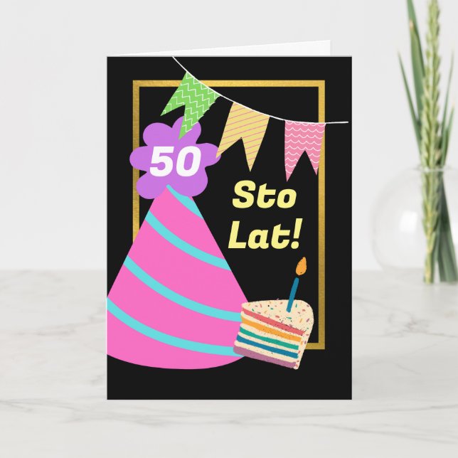 Cartão 50º aniversário no último ano personalizado polonê (Frente)