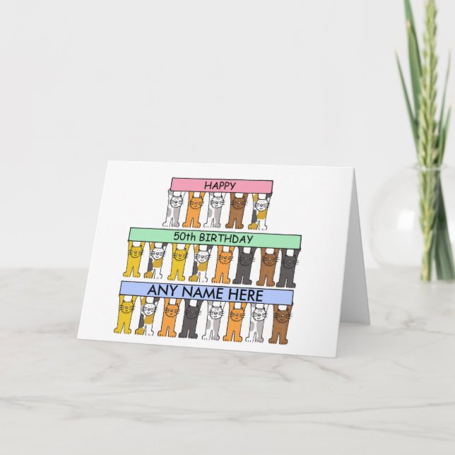 Cartão 50º aniversário para personalizar com qualquer nom (Frente)