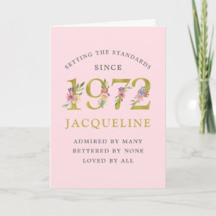 Cartão 50º aniversário personalizado 1972 Dourado cor-de-