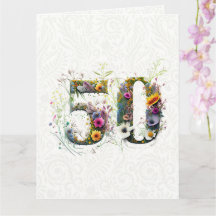 50º Aniversário Texto decorativo de Flor Selvagem