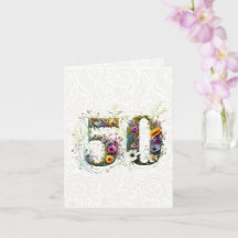 50º Aniversário Texto decorativo de Flor Selvagem