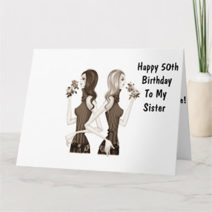 CARTÃO **50º** DESEJOS DE ANIVERSÁRIO PARA MINHA **IRMÃ**
