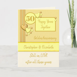 Cartão 50º Ouro 50 anos creme amarelo