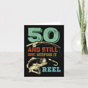 Cartão 50.º Aniversário A pescar 50 pescadores Mens Pu