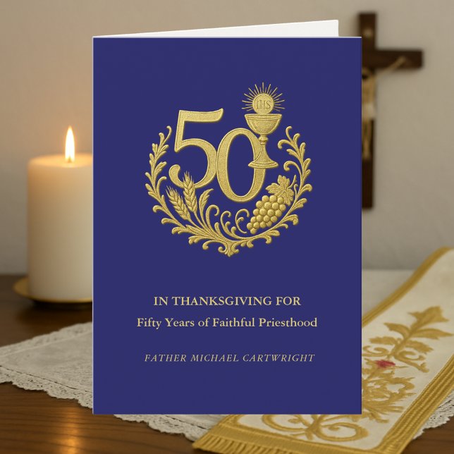 Cartão 50.º aniversário da Dourada Ordenação Priestal (Criador carregado)