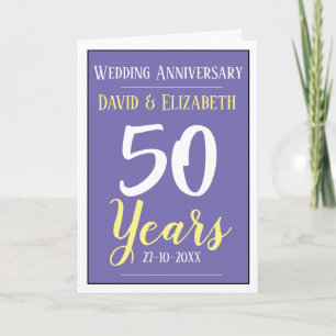 Cartão 50 anos de Ouro de aniversário de casamento