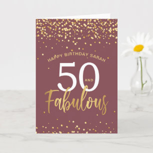 Cartão 50 Anos e Fabuloso Aniversário Elegante