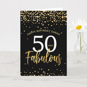 Cartão 50 Anos e Fabuloso Estilo Dourado e Preto de Anive