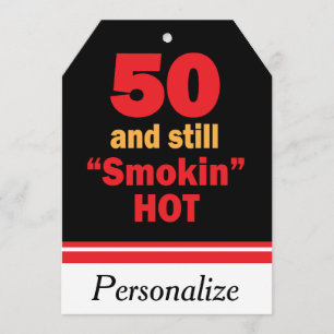 Cartão 50 e ainda fumando quente 50.o aniversário