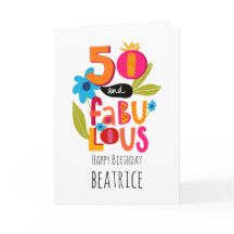 50 e Fabulosa 50ª Letra Whimsical de Aniversário