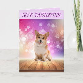 Cartão 50 e FABULOUS Cute Corgi Aniversário