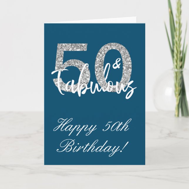 Cartão 50 e Fantástico Feliz Aniversário de 50 anos (Frente)