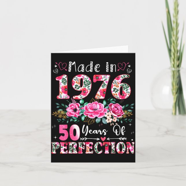 Cartão 50 Year Old Made In 1976 Floral 50th Birthday Wome (Frente)