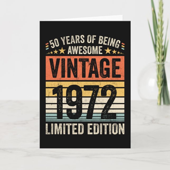 Cartão 50 Years Of Being Awesome Vintage 1972 (Frente)